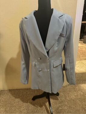 Light Blue Double-Breasted Blazer